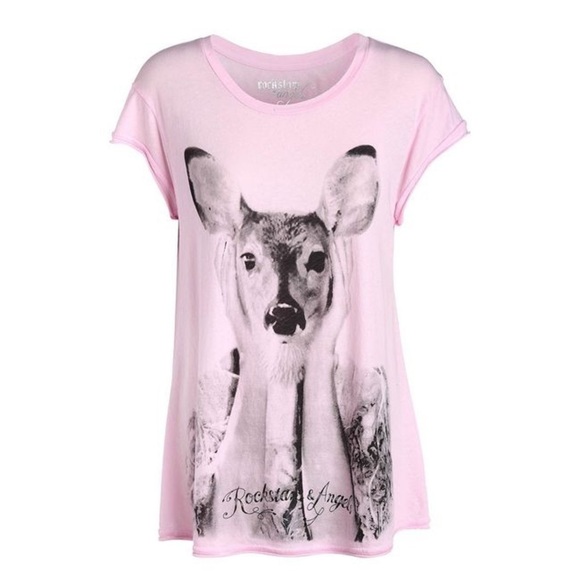 NWT! Rockstars & Angels Bambi T-Shirt Angels Cut weiss Damen - Picture 2 of 5